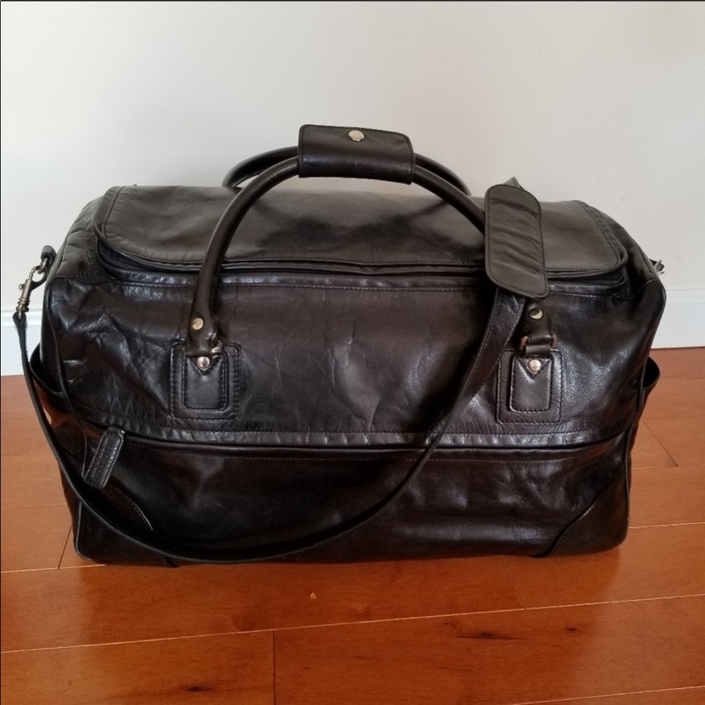 Leather duffel bag